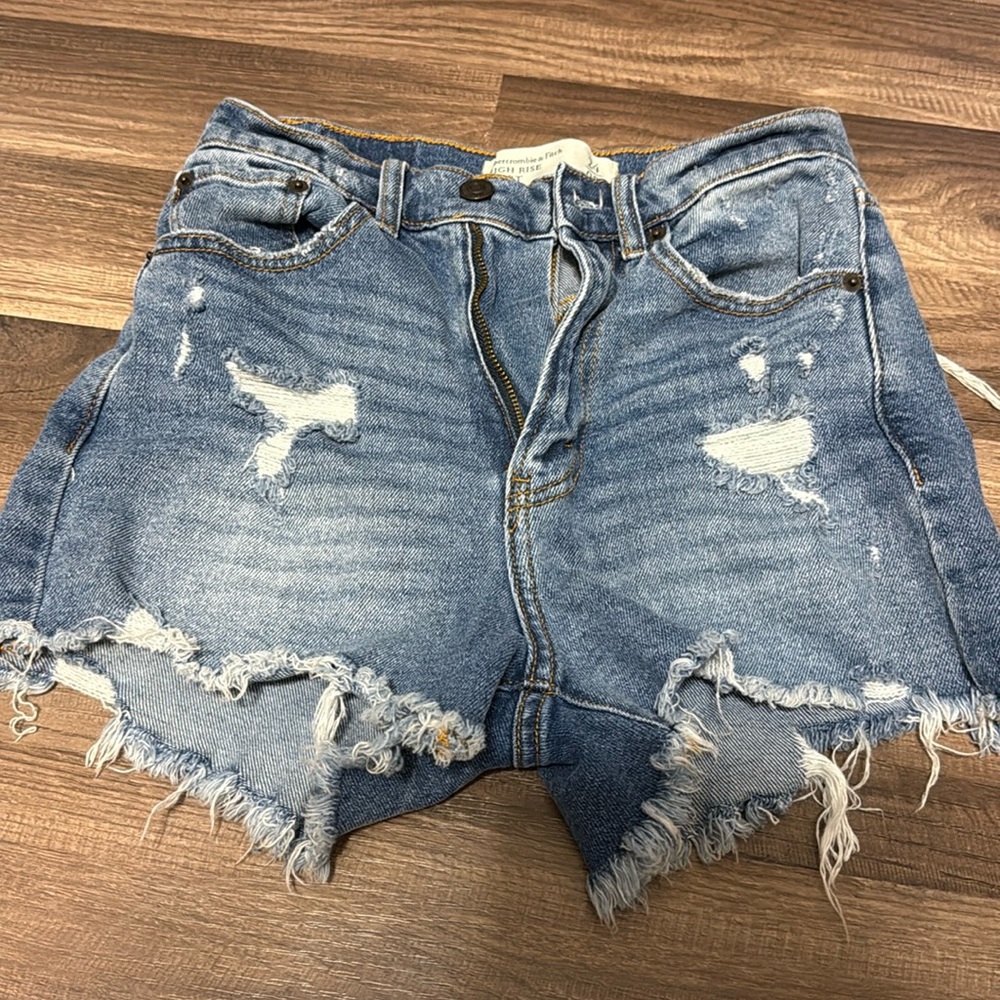 Abercrombie & Fitch Blue Distressed Jean Shorts